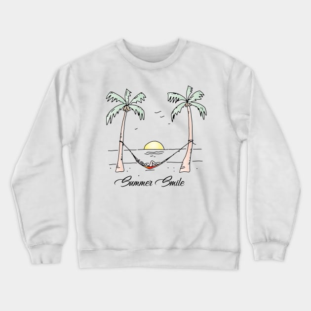 Summer Smile Tropical Beach Crewneck Sweatshirt by okpinsArtDesign